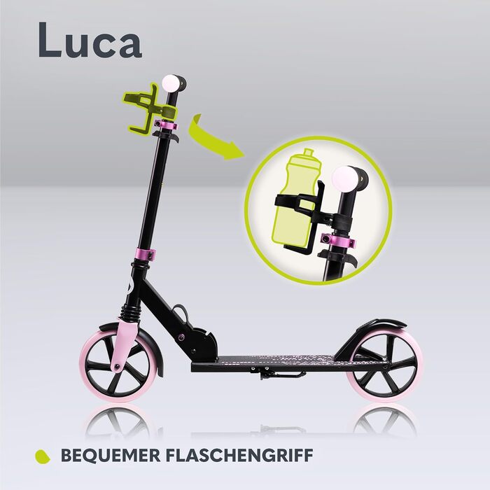 Самокат LIONELO Luca для дітей та дорослих, складаний, до 100 кг, Standard Rosa