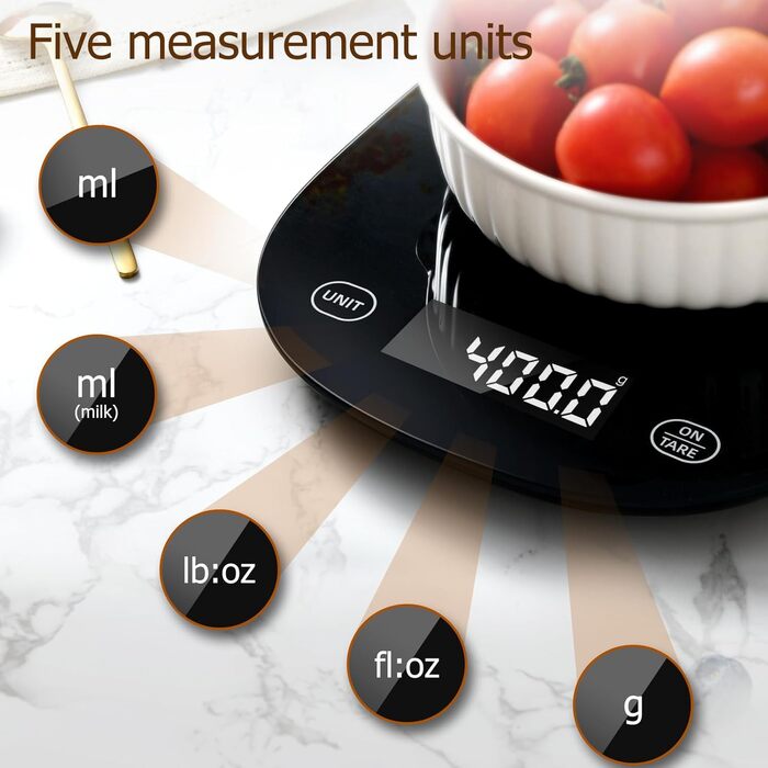 Кухонні ваги arboleaf чорні 10кг/0,5г з додатком, цифрові кухонні ваги Bluetooth з аналізом харчової цінності та функцією тари, ви
