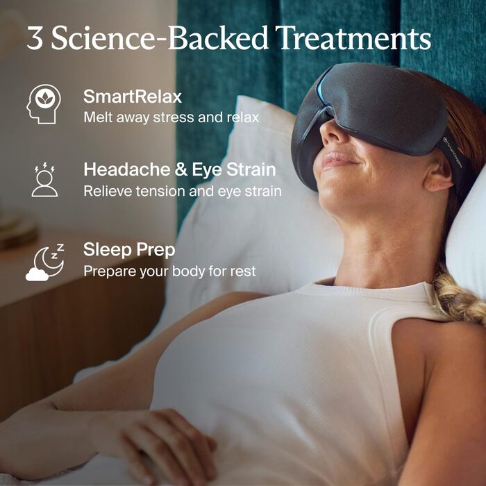 Маска для очей з підігрівом, маска для сну з затемненням і масажем скронь для індивідуального розслаблення та полегшення головного
