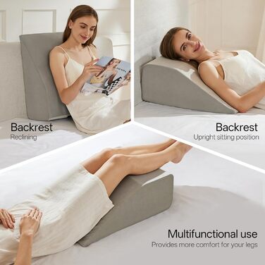 Подушка для читання та клиноподібна подушка для підняття ніг, подушка з піни з ефектом пам&39яті для шиї, спини, підтримки ніг, знімна багатофункціональна подушка для ліжка, дивана