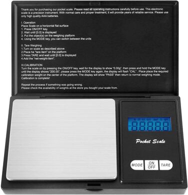 Кишенькові ваги, Foraco 500г / 0.01г Цифрова шкала Дрібна шкала Цифрова шкала Золота шкала Монетна шкала Чорна Upgrade 500г