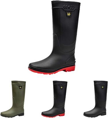 Великі гумові чоботи до колін для чоловіків, водонепроникні, з фіксацією щиколотки, нековзні рибальські чоботи, міцні гумові садові робочі чоботи з утепленням для безпеки на природі та полюванні, червоні, розмір 43 EU