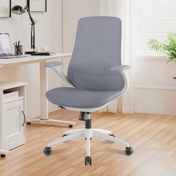Ергономічне офісне крісло, обертове стільце для столу, регульовані підлокітники, поперекова підтримка, газова пружина, функція нахилу спинки, широке сидіння 68,5 см для офісу, домашнього офісу, кабінету, без підставки для ніг - Gery