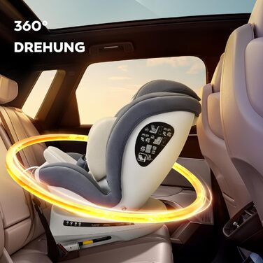 Поворотне дитяче автокрісло Miophy I-Size 360, група 01/2/3, 0-12 років, 40-150 см, дитяче автокрісло з кріпленням isofix i-light