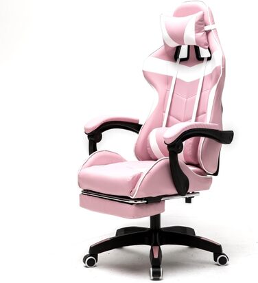 Ігрове крісло VDD Cyclone з підставкою для ніг - Офісне крісло - Гоночне ігрове крісло - Рожево-біле