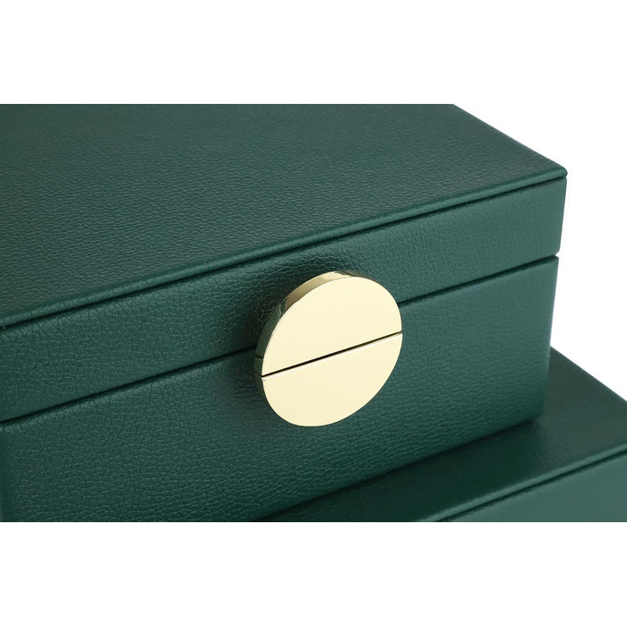 Шкатулки для ювелірних виробів HofferRuffer зі штучної шкіри, декоративні шкатулки, шкатулки для зберігання, органайзери для аксесуарів із золотистою фурнітурою, класична веганська шкіра, набір з 2 шт. (зелений)