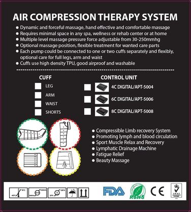 Професійний лімфодренажний апарат Digital Compact, 6 програм масажу, 4 повітряні камери
