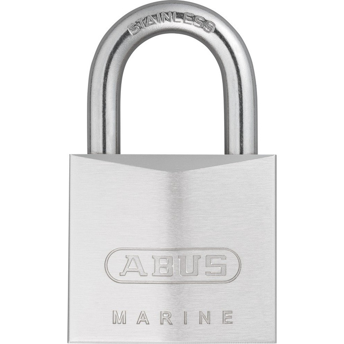 Замок навісний ABUS Marine 75IB/40 захищений від погодних умов корпус з латуні з нікелевим перламутровим покриттям рівень безпеки ABUS 6 сріблястий, 40 мм, з нержавіючої сталі