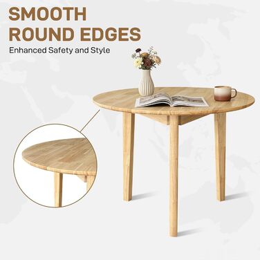 Круглий обідній стіл QLLY з масиву дерева, кухонний стіл, дерев&39яний стіл, плоскі ніжки (натуральний, 80 см, бежевий-круглий, 80 x 80 см)