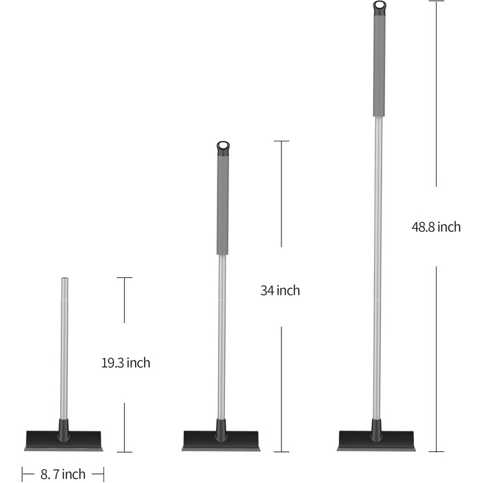Швабра для підлоги з довгою ручкою, щітка 2 в 1 з водяним скребком для чищення плитки на терасі, у ванній кімнаті, басейні та внут