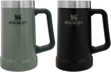 Термокухоль Stanley Adventure Vacuum Stein 709 мл з ручкою зберігає пиво холодним протягом 7 годин - Термокухоль у вінтажному стилі - Можна мити в посудомийній машині - Зелений колір Hammertone