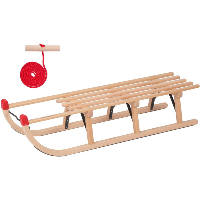 Дерев'яні санки 110 см санки для снігу спинка санок тягнеться мотузкою спинка (стандартні санки 110 см зі спинкою сидіння)