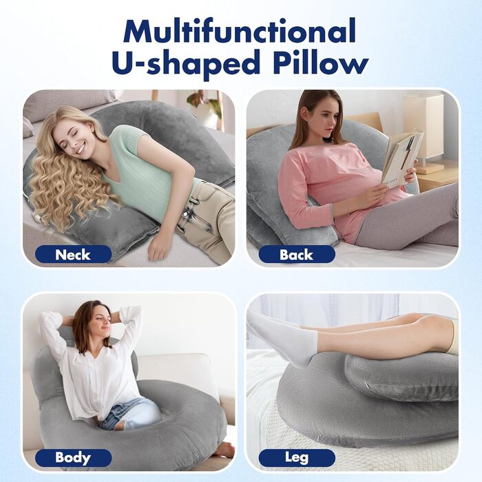 Подушка для читання, U-подібна подушка для спини з подушкою для шиї, сіра ігрова подушка, подушка для читання, гри, роботи, відпочинку