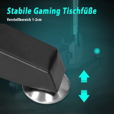 Ігровий стіл SONNI зі світлодіодним освітленням, площа поверхні 140 см/стіл для ПК/ігровий стіл, підтримує 2-3 монітори з килимком для миші, тримачем для напоїв та гачком для навушників, 140 x 60 см