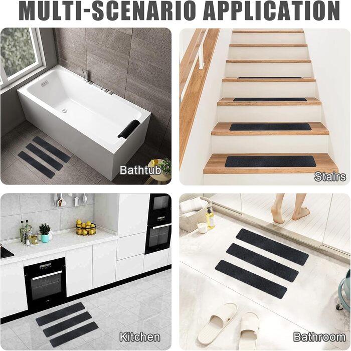 Самоклеючі, нековзні сходинки, 10 шт. , 60x10 см, для дерев&39яних сходинок та підлоги, чорні