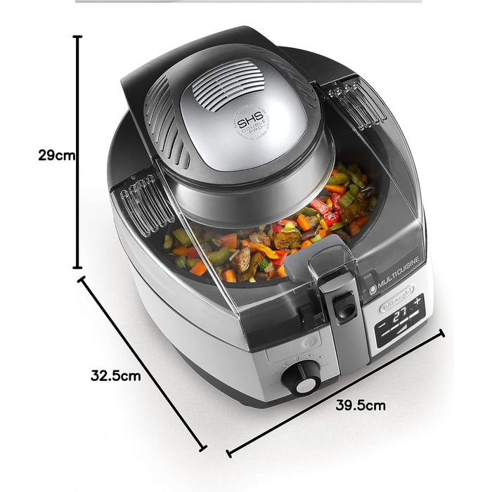 Аерофритюрниця De'Longhi MultiFry Extra Chef Plus FH1396, мультиварка місткістю 1,7 кг, 8 програм приготування, система конвекції з 2 нагрівальними елементами, функція гриля, додаток Recipe, 2300 Вт, білий 8 програм