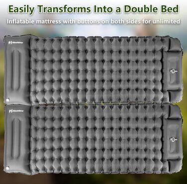 Надлегкий надувний килимок для кемпінгу з насосом для ніг для піших прогулянок на природі, пляжного відпочинку, намету, матраца, спального килимка, килимка для кемпінгу (сірого кольору), 10
