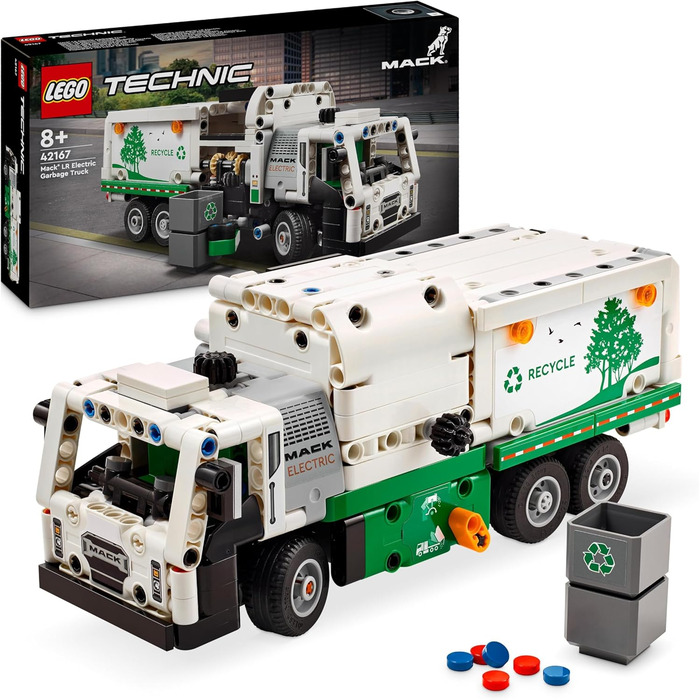 Електричний сміттєвоз LEGO Technic Mack LR, модель сміттєвоза для рольової гри у переробку, іграшка-вантажівка для дітей, подарунк