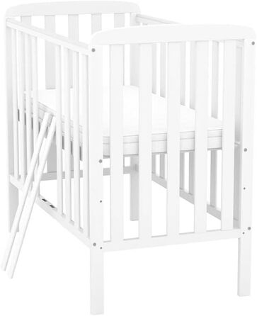 Дитяче ліжко Generic Baby Deluxe 100x50 см Біле з матрацом Дитяче ліжечко-тумбочка з прорізувачами для зубів Масив сосни (компактне дитяче ліжко)