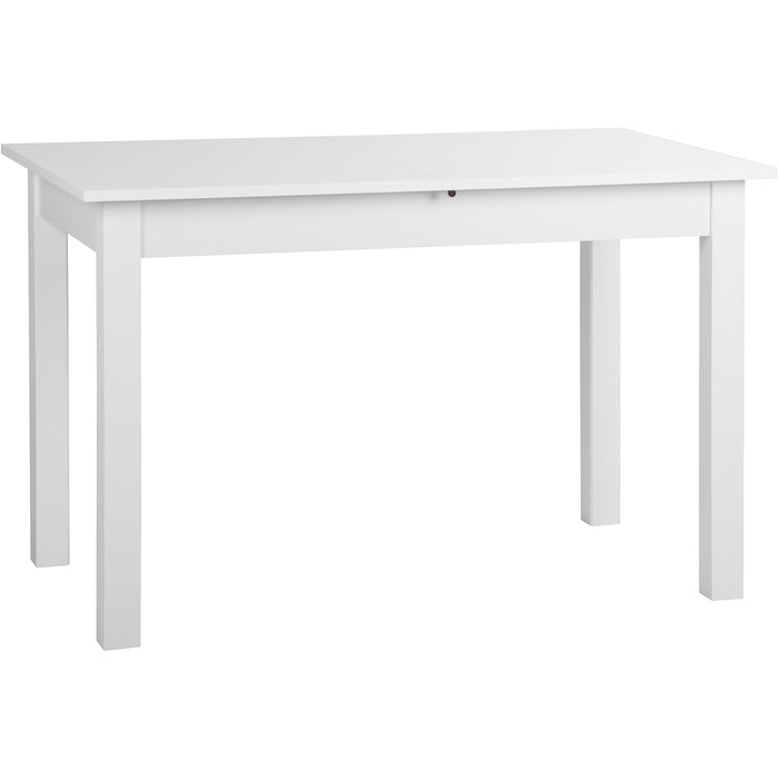 Розсувний обідній стіл mbelando на 4 ніжках білого кольору, стійкий до ударів та подряпин, вміщує до 6 осіб - 120 (160) x 76,5 x 70 см (Ш/В/Г) Розсувний стіл, дерев&39яний стіл, обідній стіл, кухонний стіл, прямокутний 120 см, білий