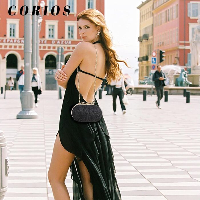 Чорна вечірня сумочка-клатч з блискітками та паєтками, елегантна сумочка на ланцюжку для весілля та особливих подій