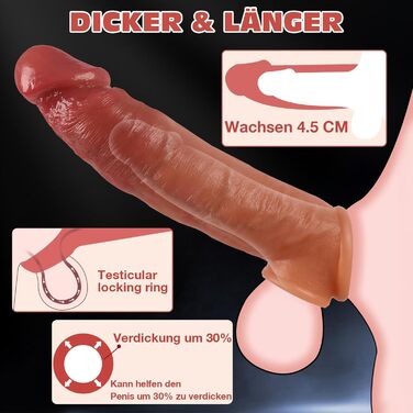 Насадка на пеніс Warmfeel, 22 см, силіконова, реалістична, для збільшення розміру та продовження ерекції