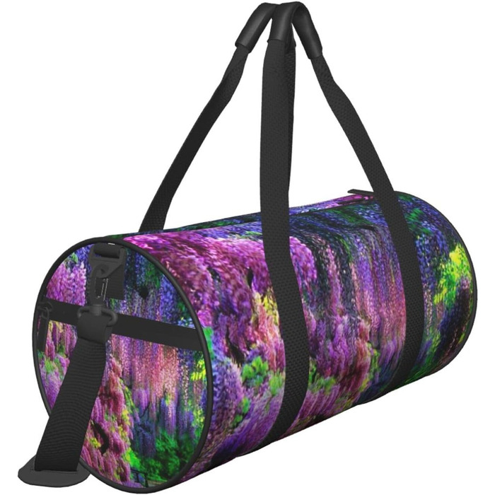 Спортивна сумка, дорожня сумка, стильний принт, сумка для подорожей та на ніч, чорна, універсальний розмір