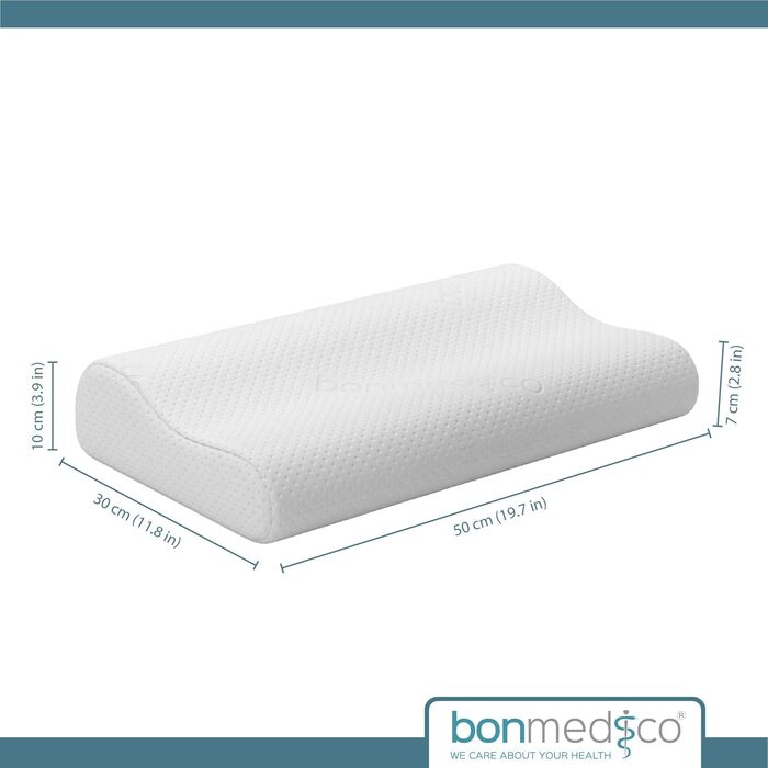 Ергономічна подушка bonmedico середнього розміру - Ортопедична подушка для підтримки шиї - Подушка для шиї для сну на боці та на спині - Подушка з піни з ефектом пам&39яті - Подушка для сну для дорослих - Подарунки для здоров&39я