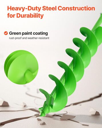 Бур для земляних робіт для дриля, Ø 15x80 см, сумісний з дрилями з внутрішнім діаметром 20 мм, бур для копання ям, садовий бур, насадки для буріння стовпчиків для саду, огорож та міні-екскаваторів