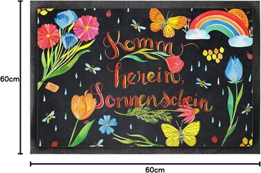 Килимок для дверей Mr. & Mrs. Panda &quotCome In Sunshine&quot 40 x 60 см - Подарунок, Позитивний вислів, Ніч, Килимок для дверей, Мудрість, Мотивація, Килимок для бруду, Прикраса, Килимок для лову бруду, Квіти, Килимок для дверей Чорний 40 x 60 см (Прямо