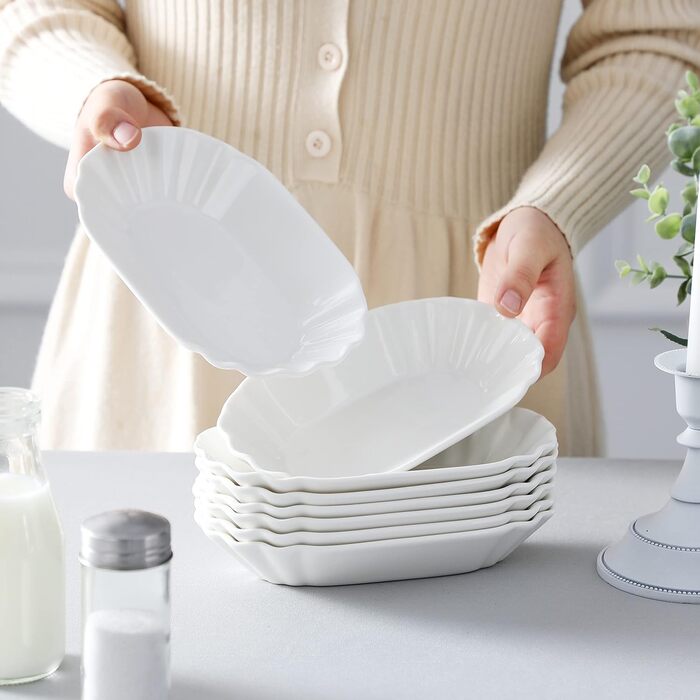 Регулярна серія, 8 шт. Набір пілінгу картоплі фрі, кремовийБілий порцеляновий пілінг для картоплі фрі, миска каррівурст, тарілка д