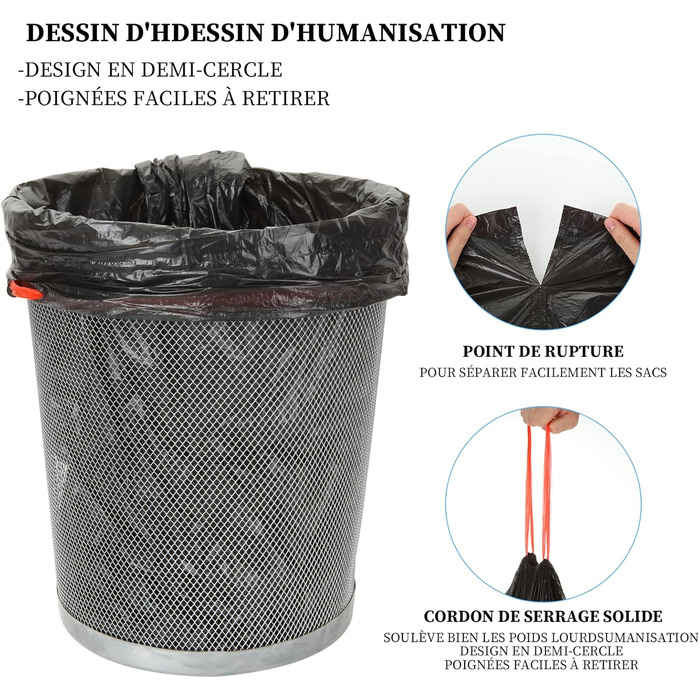 Сміттєві пакети об&39ємом 30 л, 200 шт. , зі шнурком, сміттєві пакети з ручкою, супергерметичні, 10 рулонів, пакети для сміття зі шнурком, 30 літрів, великі, 62 x 54 см, чорні