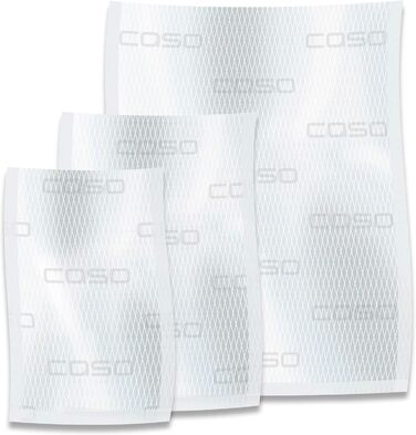 Набір професійних пакетів з фольги CASO 5 / 40 шт. 16х23 см, 40 шт. 20х30 см, 20 шт. 30х40 см 150мкм, для вакуумних пакувальників / фольгованих ущільнювачів, не містить бісфенолу А, дуже міцний, стійкий до розривів, стійкий до кипіння, прозорий набір з 5 