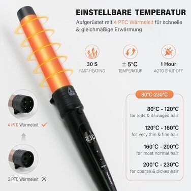 Плойка 9-32 мм з різними насадками - плойка janelove 6 в 1 для короткого волосся Дрібні локони, плойка 80C-230C для великих локоні