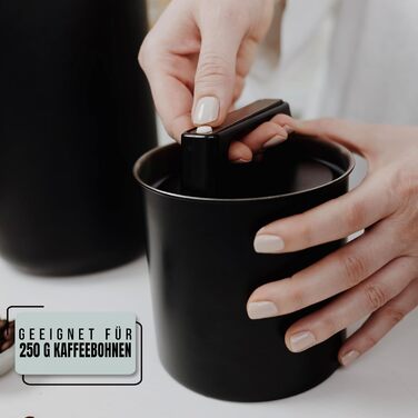 Герметичний контейнер для кави KC Kitchen & Co. для 250 г кавових зерен контейнер з нержавіючої сталі з вакуумною кришкою та ароматичною герметичністю контейнер для зберігання кави, чаю, цукру, мюслі матово-чорний (1000 мл)