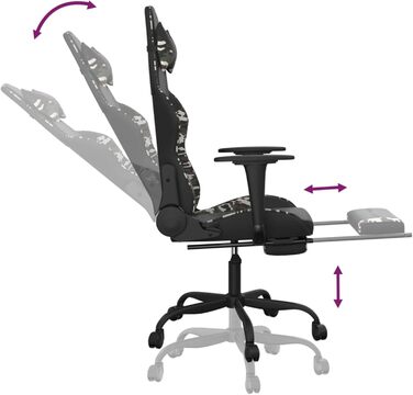 Ігрове крісло з підставкою для ніг, крісло для ПК, ігрове крісло, крісло для геймерів, крісла для ігор, крісла для кабінету, крісло для Playstation, комп&39ютерне крісло, чорна та камуфляжна штучна шкіра