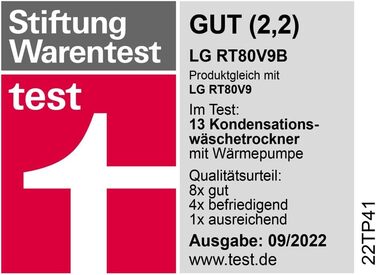 Сушильна машина LG Electronics 61 x 60 x 85 см до 8 кг з тепловим насосом з гігієнічною програмою з нержавіючої сталі, білий чорний