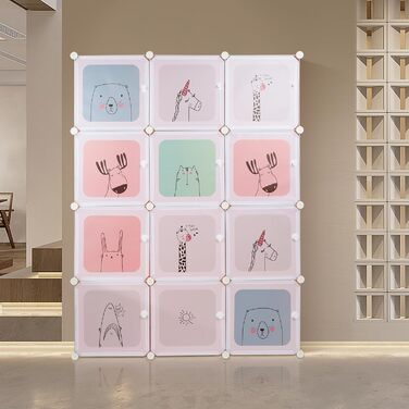 Дитяча шафа Kedia, шафа для спальні, модульна пластикова шафа з дверима, переносна шафа, дитяча шафа (110 * 145 * 37 см рожевого кольору) 110*145*37 см рожевого кольору