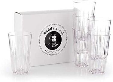 Набір з 6 високоякісних пластикових склянок Tritan об'ємом 0,4 л, без вмісту БФА, кришталевий вигляд, небиткі багаторазові склянки