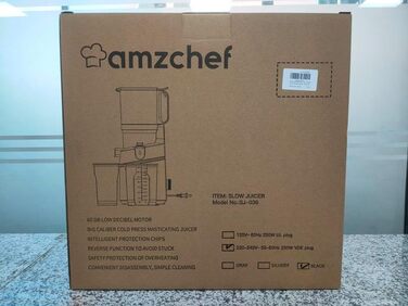 Автоматична універсальна соковижималка AMZCHEF, соковижималка для овочів та фруктів 135 мм та 1,8 л, переможець тесту повільної соковижималки потужністю 250 Вт з потрійним фільтром - чорний