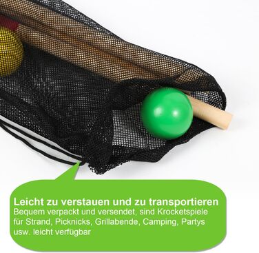 Крокетна гра для 2-4 гравців, набір для крокету з сумкою, дерев&39яна іграшка для дітей та дорослих, гра для всієї родини на свіжому повітрі, гра на спритність