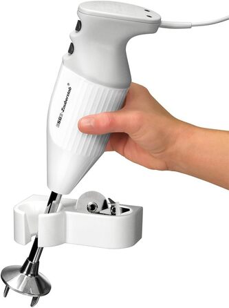 Ручний блендер, білий, з аксесуарами, від 10 000 до 16 000 об/хв, ручний блендер, ручний міксер, аксесуари, 140 Вт, ергономічний дизайн ручки, подвійний перемикач, центрування на застібці, 90310 M 122 S
