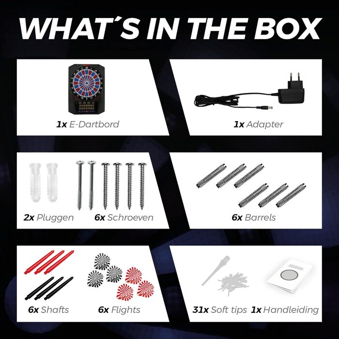 Електронна мішень для дартсу Royal 580, 6 м&39яких дротиків, 36 ігор, понад 580 варіацій, для 1-8 гравців