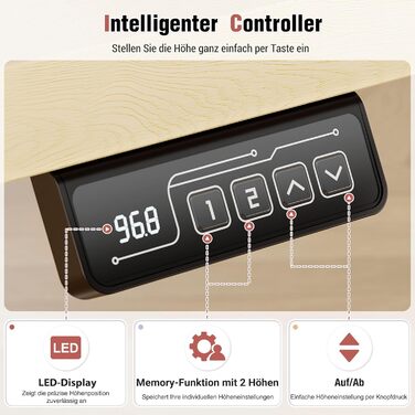 Стіл з регульованою висотою 160 x 80 см, стіл з електричним регулюванням висоти та функцією пам&39яті, ігровий стіл, регульований стіл, комп&39ютерний стіл для офісу, стіл для роботи стоячи, бежевий 160 x 80 см