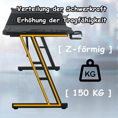 Ігровий стіл 140x60 см з регульованою висотою, світлодіодним освітленням, органайзером для кабелів, підставкою для навушників та підсклянником, ергономічний комп&39ютерний стіл 140 см з вуглецевого волокна та світлодіодним освітленням
