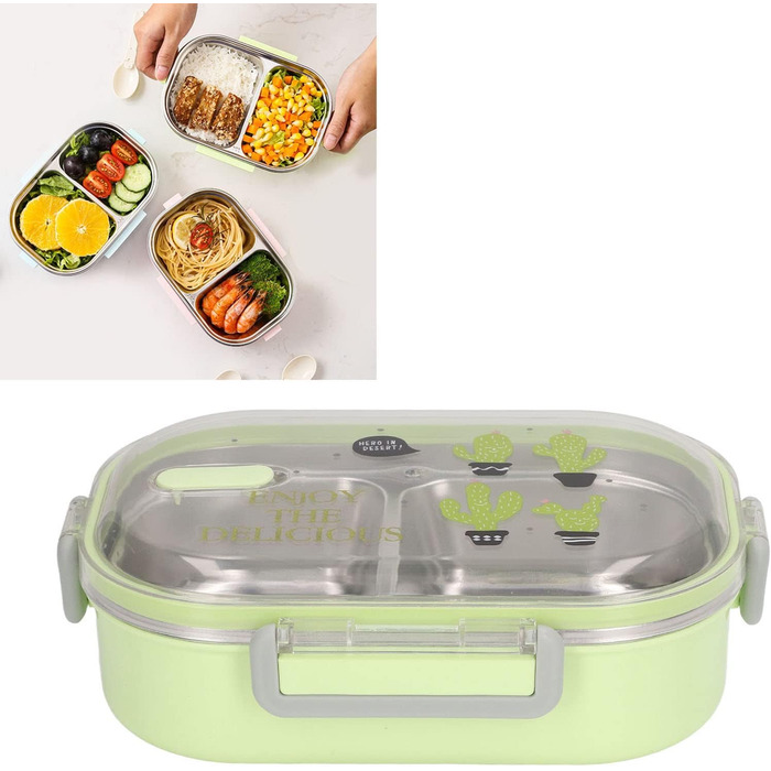 Ланчбокс з нержавіючої сталі, зелений, з термоізоляцією для студентів/дітей