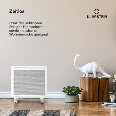 Електричний обігрівач Klarstein, конвектор та інфрачервоний обігрівач, окремостоячий, енергозберігаючий електричний обігрівач, датчик відкритого вікна, електричне опалення, електричний радіатор з термостатом, 1000 Вт, білий