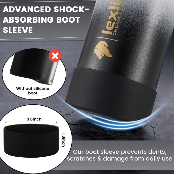 Ізольована пляшка для води з нержавіючої сталі Lexlion для спорту, 900 мл, металева пляшка, сучасний вакуумний термос з трьома сті