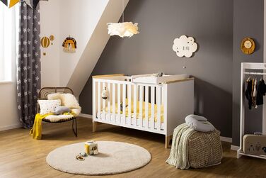 Пеленальна дошка - 87x44,5 см Дерев'яна пеленальна стільниця білого кольору Прикріплений пеленальний килимок для ліжечка Високоякі