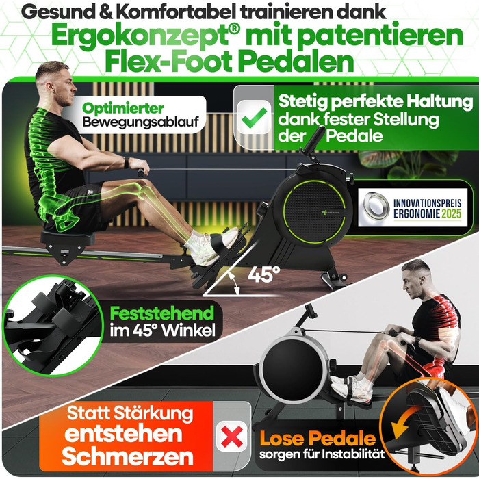 НОВИЙ комплект гребного тренажера Tretmann для дому - надзвичайно тихий - вихрострумове гальмо 2.0 до 150 кг, сертифікований запатентована ергономічна концепція Магнітний гребний тренажер, гребні тренажери, тренажери для веслування, фітнес-обладнання для 